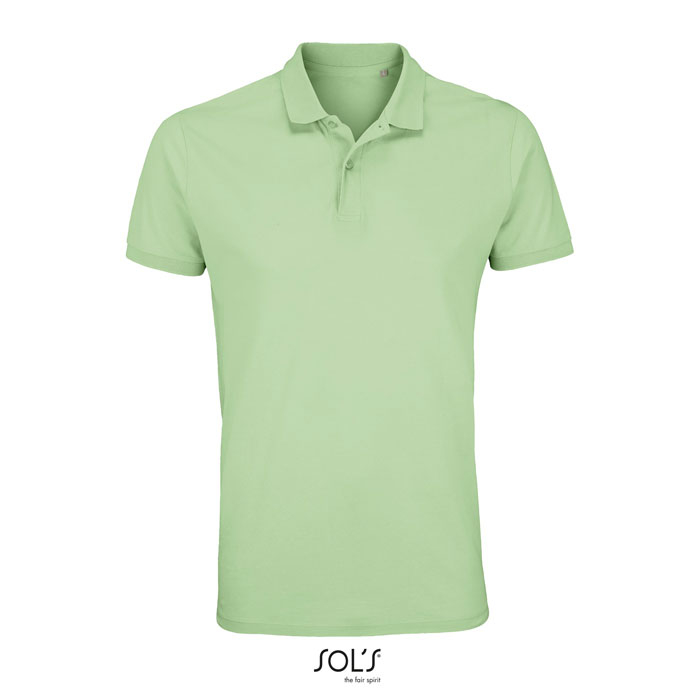 Polo homme coton bio personnalisé 170g - PLANET Vert Glace